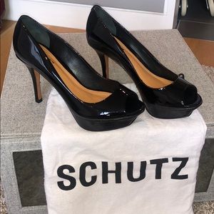 NWT SHUTZ Open Toe Black Heels